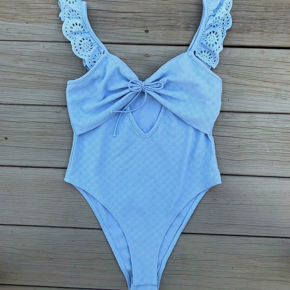 Baby Blue One Piece Cut-out Bathing suit